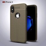 Wholesale iPhone X (Ten) TPU Leather Armor Hybrid Case (Space Gray)